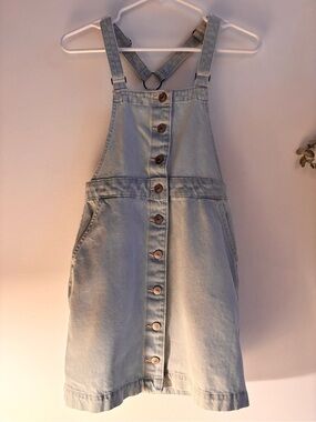 American Eagle Light Wash Denim Button-Front Dress size XS small bleach spot